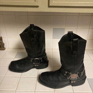 Red Wing 969 Engineer Biker Black Leather Boots Size 9 EE Soft Toe Made in USA